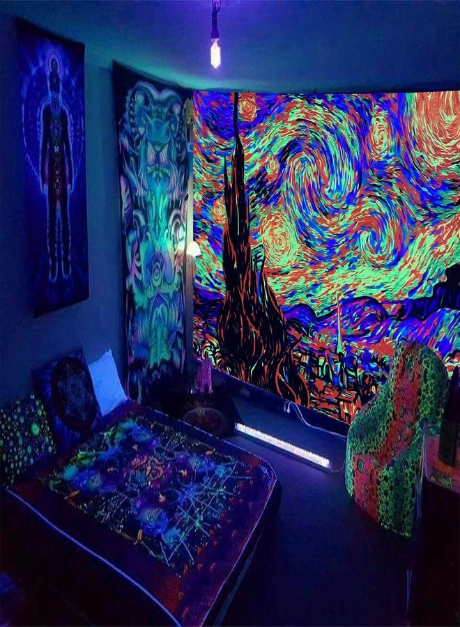 PSYHILAR Van Gogh UV Tapestry Blacklight for Bedroom, Starry Night Backdrop Black Light Posters for Adults and Teens (59 x 51 Inches) - Image 2